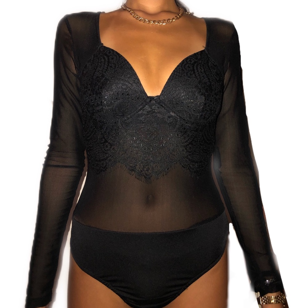 Black Lace Mesh Bodysuit